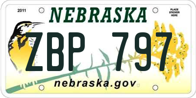NE license plate ZBP797