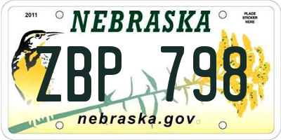 NE license plate ZBP798