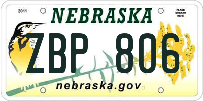 NE license plate ZBP806