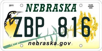 NE license plate ZBP816