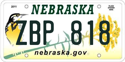 NE license plate ZBP818