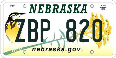 NE license plate ZBP820