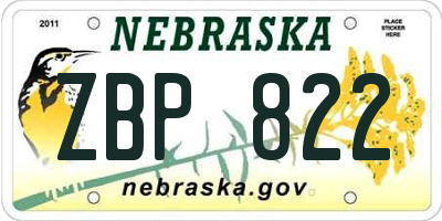 NE license plate ZBP822