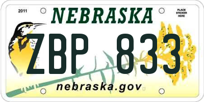 NE license plate ZBP833