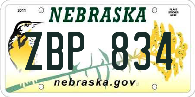 NE license plate ZBP834