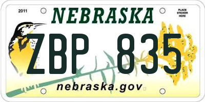 NE license plate ZBP835