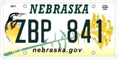 NE license plate ZBP841