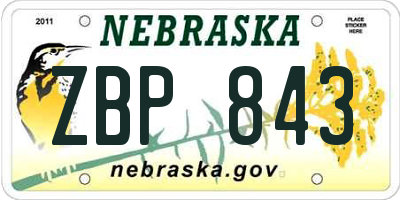 NE license plate ZBP843