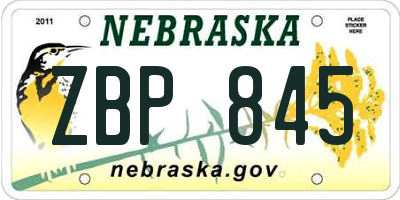 NE license plate ZBP845