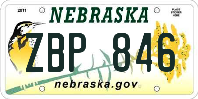 NE license plate ZBP846