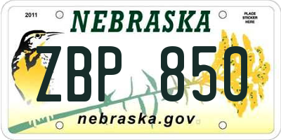 NE license plate ZBP850