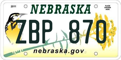 NE license plate ZBP870