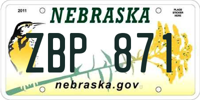 NE license plate ZBP871