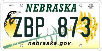 NE license plate ZBP873