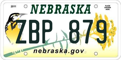 NE license plate ZBP879