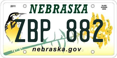 NE license plate ZBP882