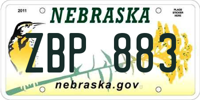 NE license plate ZBP883