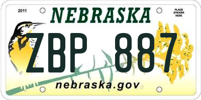 NE license plate ZBP887