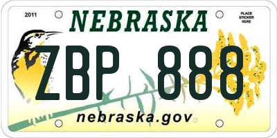 NE license plate ZBP888