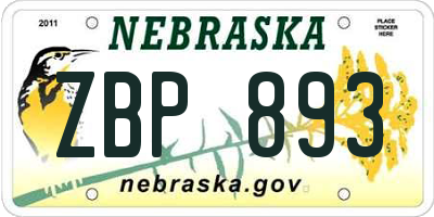NE license plate ZBP893