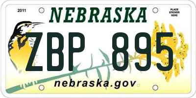 NE license plate ZBP895