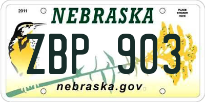 NE license plate ZBP903