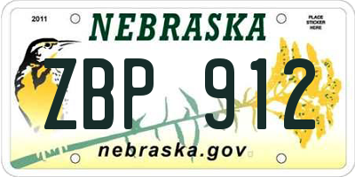 NE license plate ZBP912