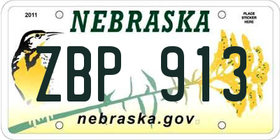 NE license plate ZBP913