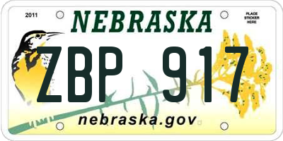 NE license plate ZBP917