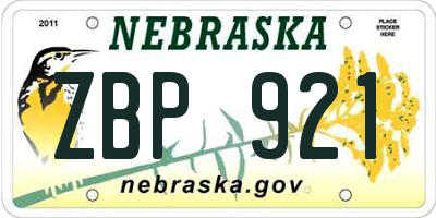 NE license plate ZBP921