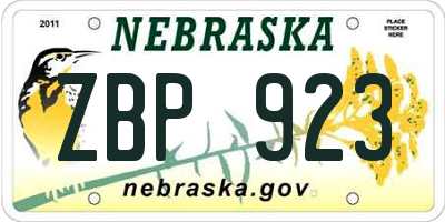 NE license plate ZBP923