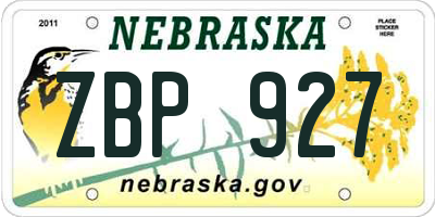 NE license plate ZBP927