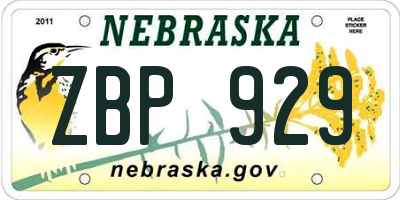 NE license plate ZBP929