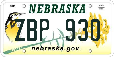 NE license plate ZBP930