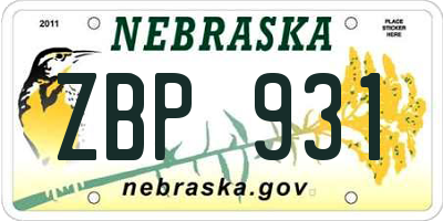 NE license plate ZBP931
