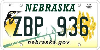 NE license plate ZBP936