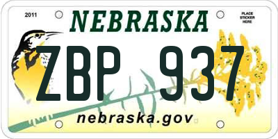 NE license plate ZBP937