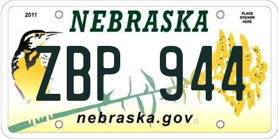 NE license plate ZBP944