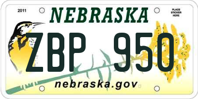 NE license plate ZBP950