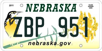 NE license plate ZBP951