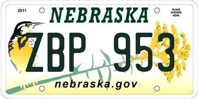 NE license plate ZBP953