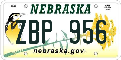 NE license plate ZBP956