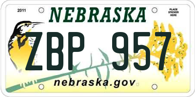 NE license plate ZBP957