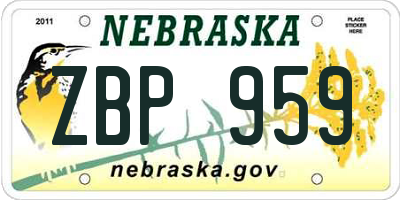 NE license plate ZBP959