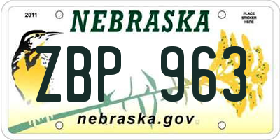 NE license plate ZBP963