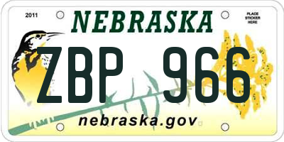 NE license plate ZBP966