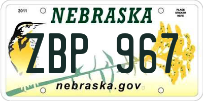 NE license plate ZBP967