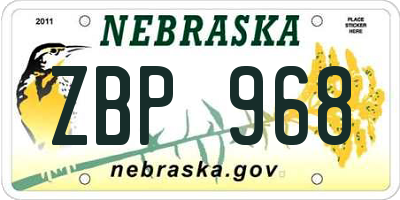 NE license plate ZBP968