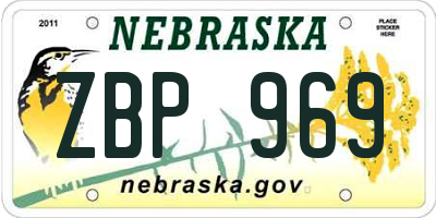 NE license plate ZBP969