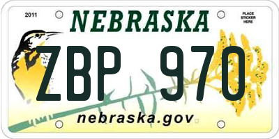 NE license plate ZBP970